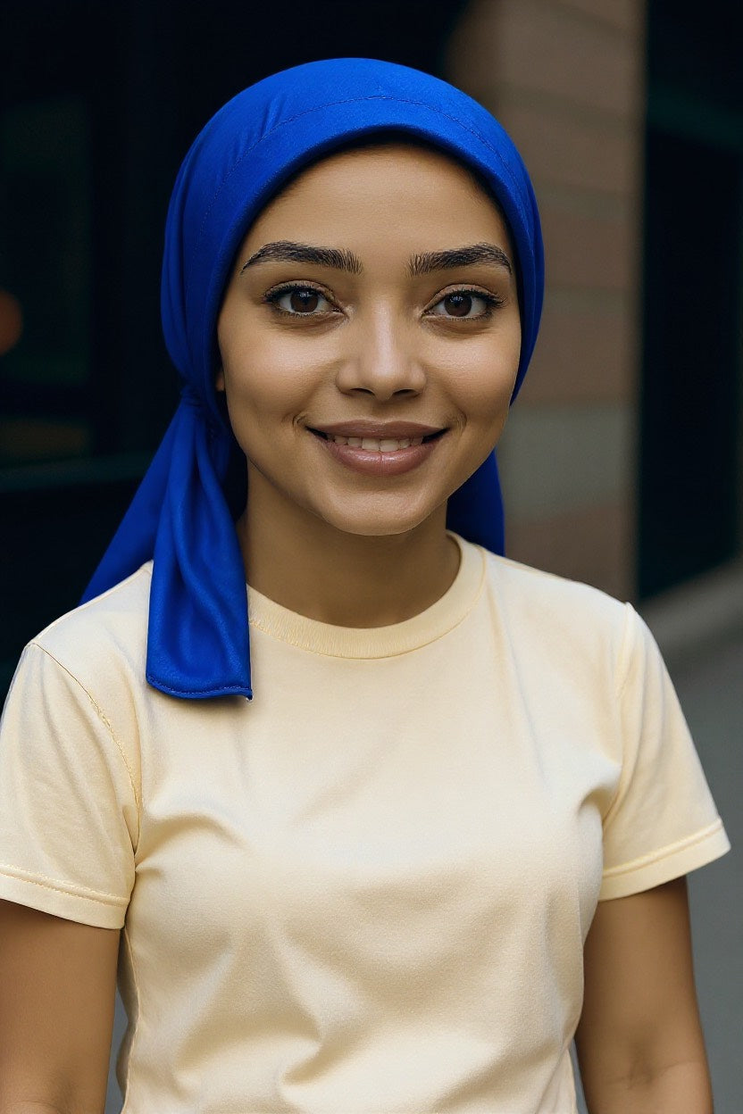 Royal Blue Satin Bonnet