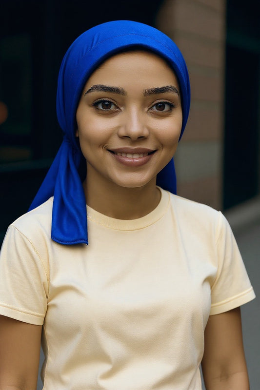 Royal Blue Satin Bonnet